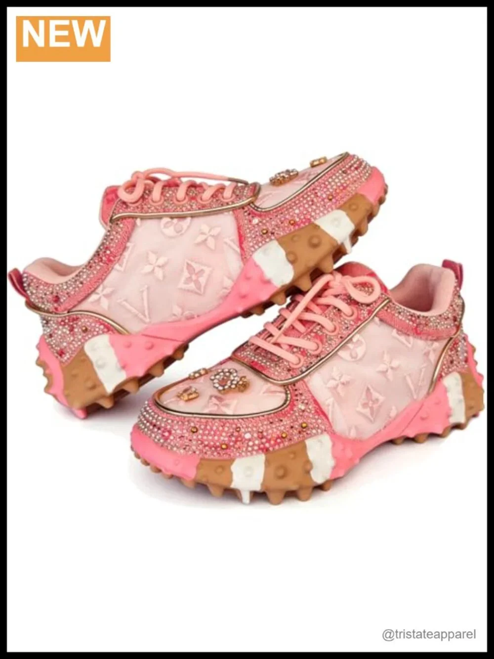Glitter Rhinestone Platform Sneakers Women's Fashion Shoes Sparkly Dad Casual